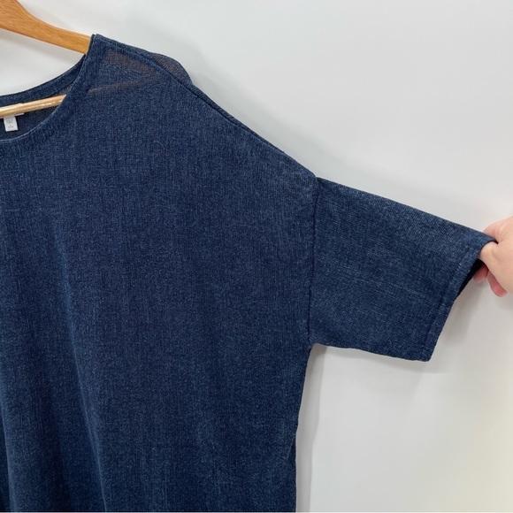 J. Jill Linen Blend Oversized Short Sleeve Navy Blue Tunic Top Size Large P - Picture 2 of 7